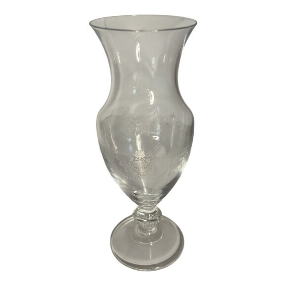 Cristal d’Arques France Etched Crystal Vase – Vintage Pedestal Flower Vase – 9x3 - Picture 1 of 7